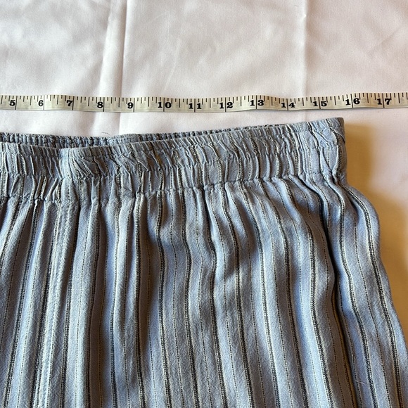 Urban Outfitters Mae Striped Linen Cargo Pant Light Blue Wide Leg Pants M EUC - Picture 5 of 10